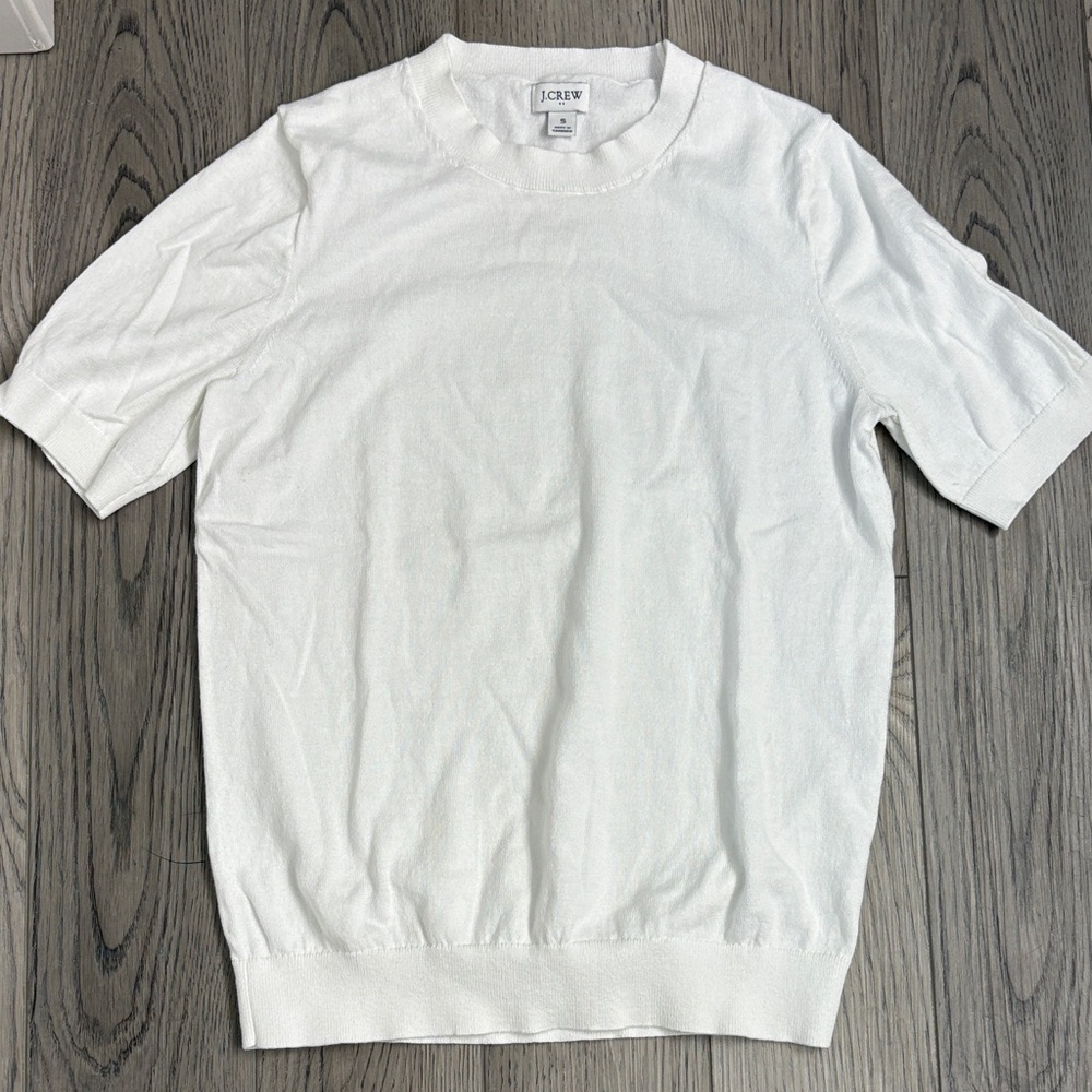 J. Crew White Short-Sleeve Knit Sweater